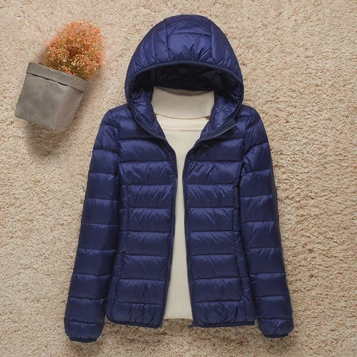Amelie | Damen Steppjacke mit Kapuze ultraleichte gefütterte Übergangsjacke