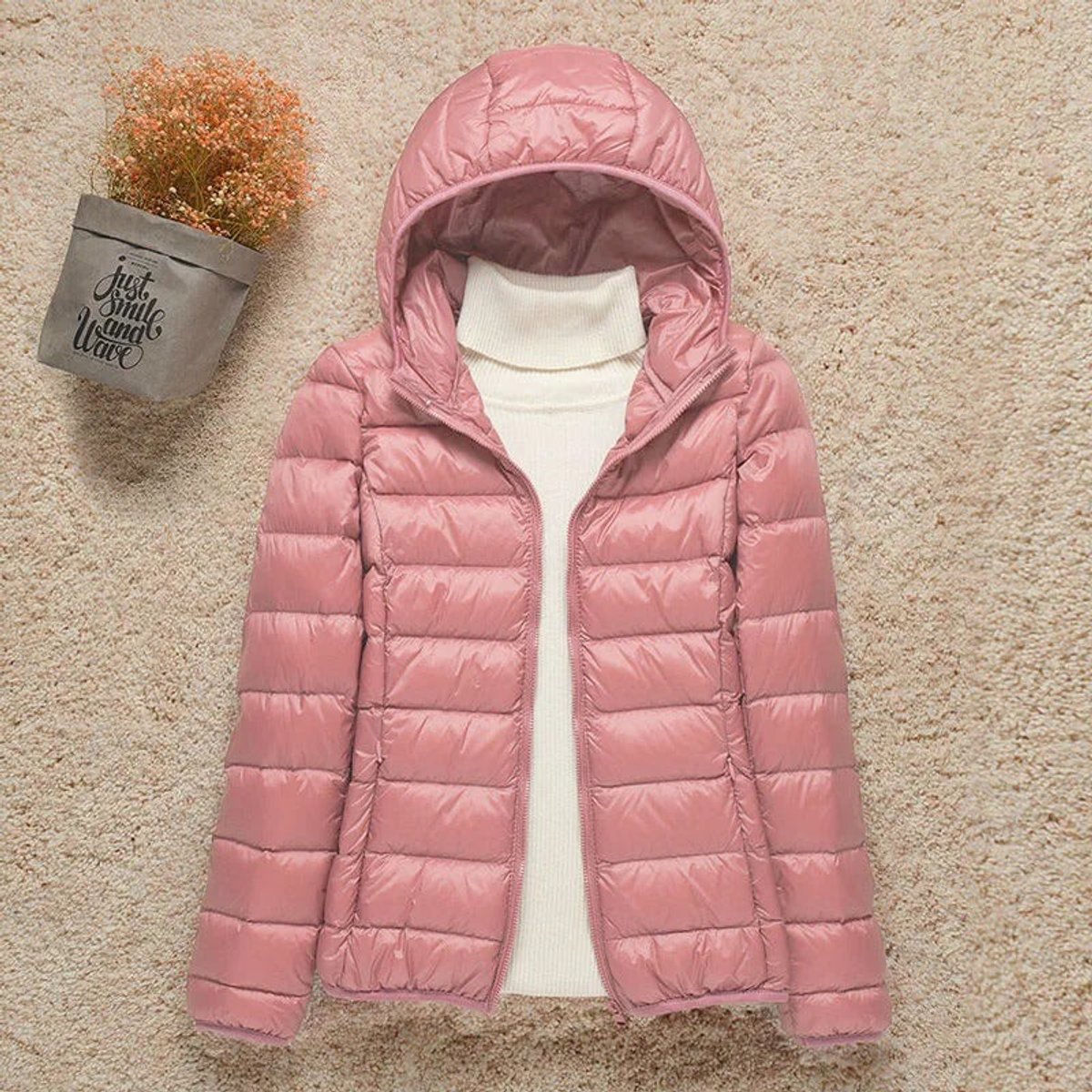 Amelie | Damen Steppjacke mit Kapuze ultraleichte gefütterte Übergangsjacke