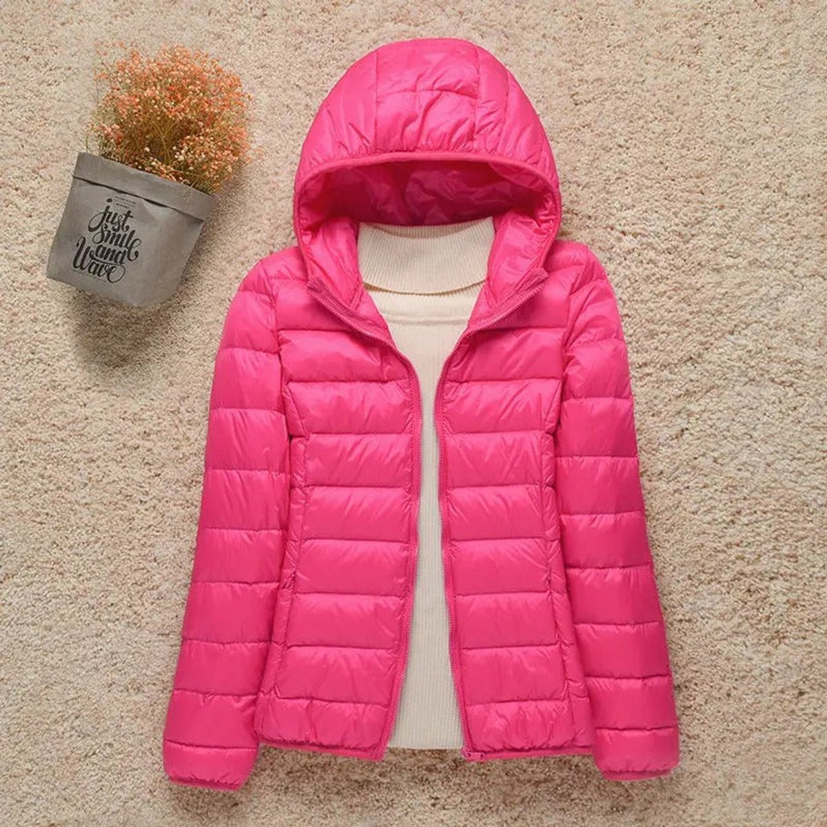 Amelie | Damen Steppjacke mit Kapuze ultraleichte gefütterte Übergangsjacke