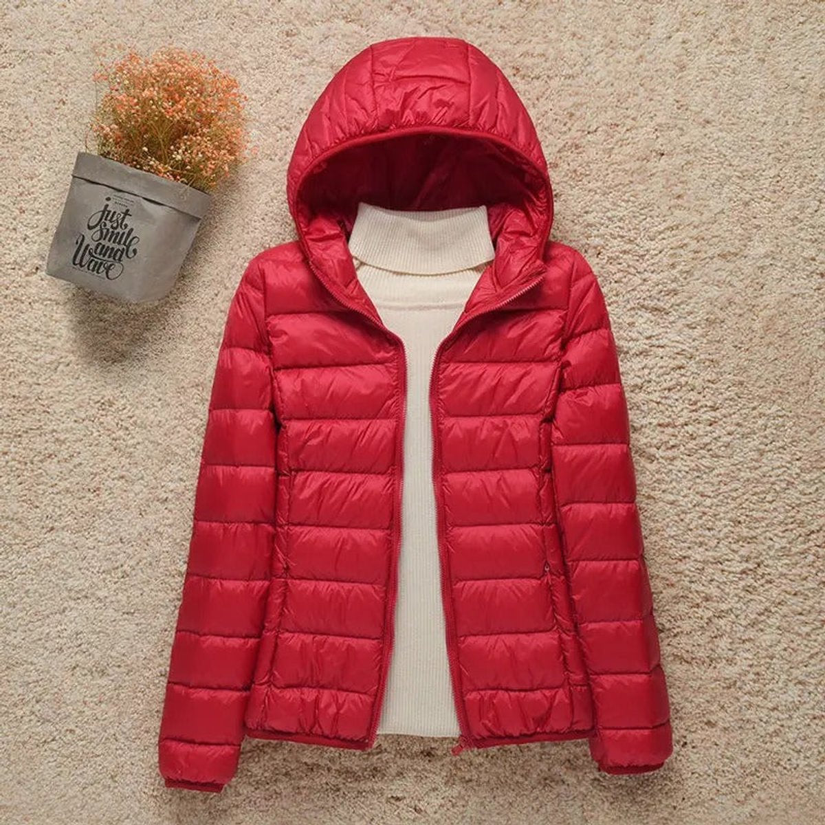 Amelie | Damen Steppjacke mit Kapuze ultraleichte gefütterte Übergangsjacke