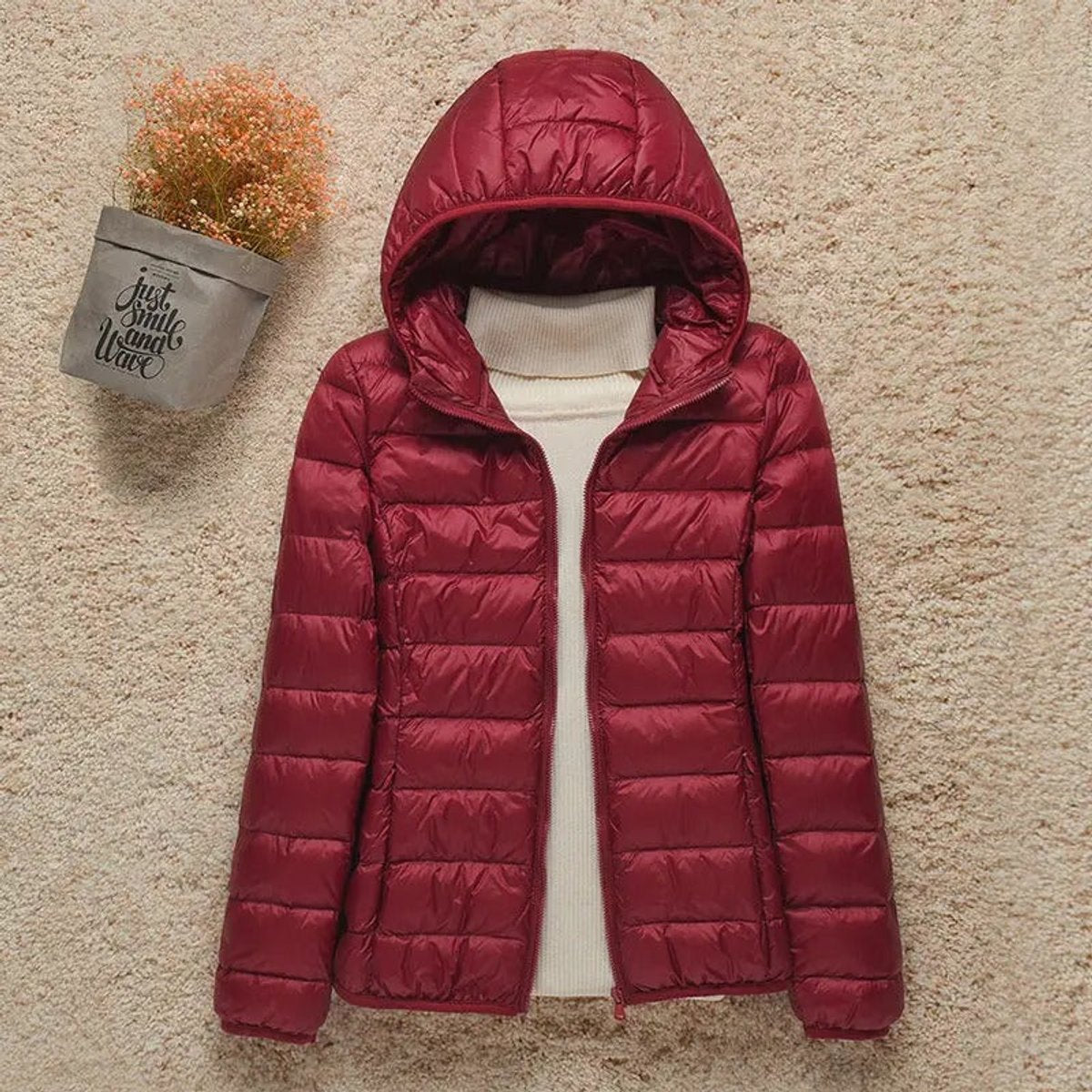 Amelie | Damen Steppjacke mit Kapuze ultraleichte gefütterte Übergangsjacke