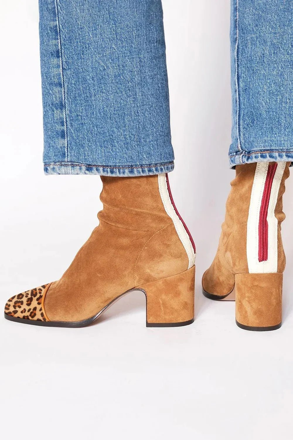 Frieda | Damen Stiefeletten Blockabsatz Quadratische Zehenpartie