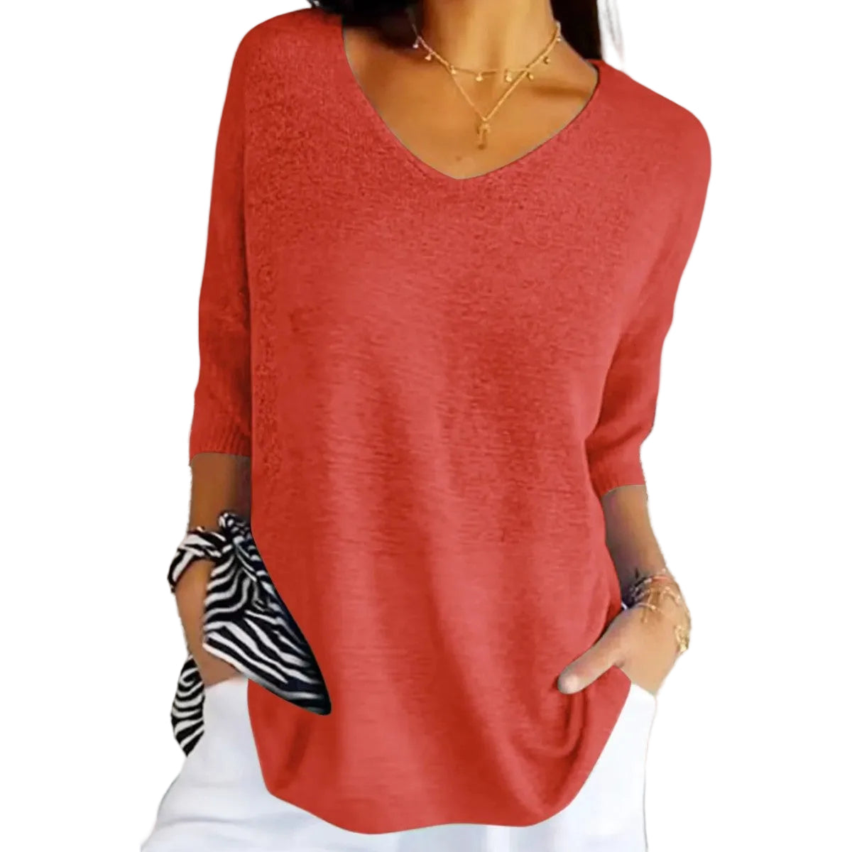 Damen Strickpullover mit V-Ausschnitt und kurzen Ärmeln