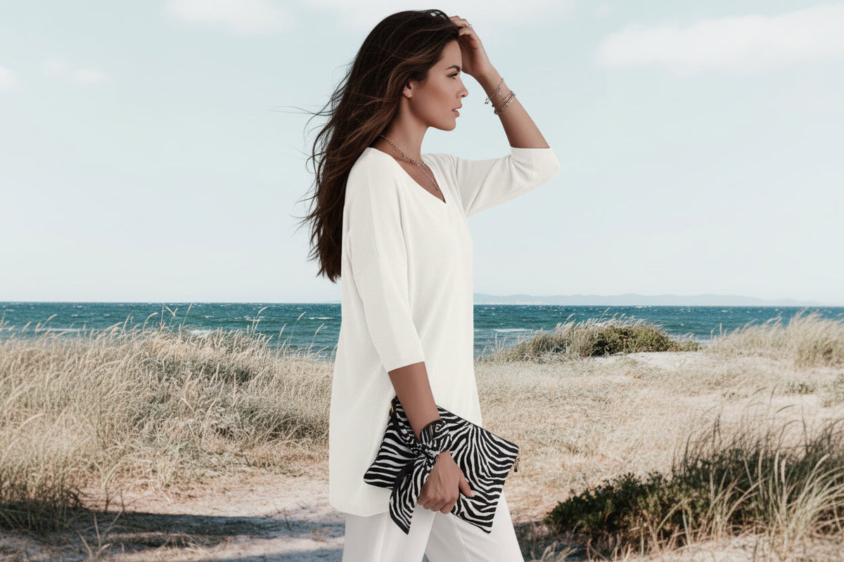Damen Strickpullover mit V-Ausschnitt und kurzen Ärmeln