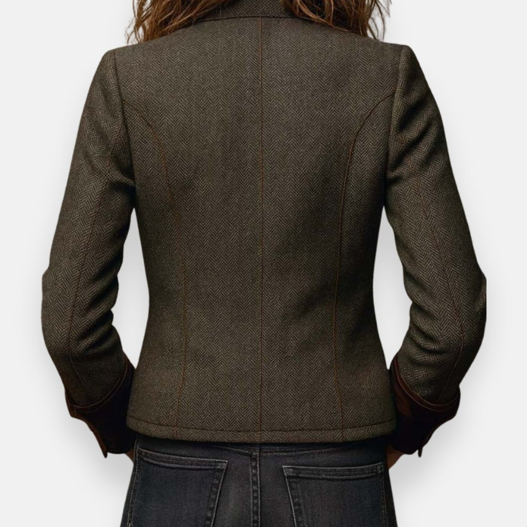 Nora | Damen Strukturierte Fischgrat Langarm-Blazer