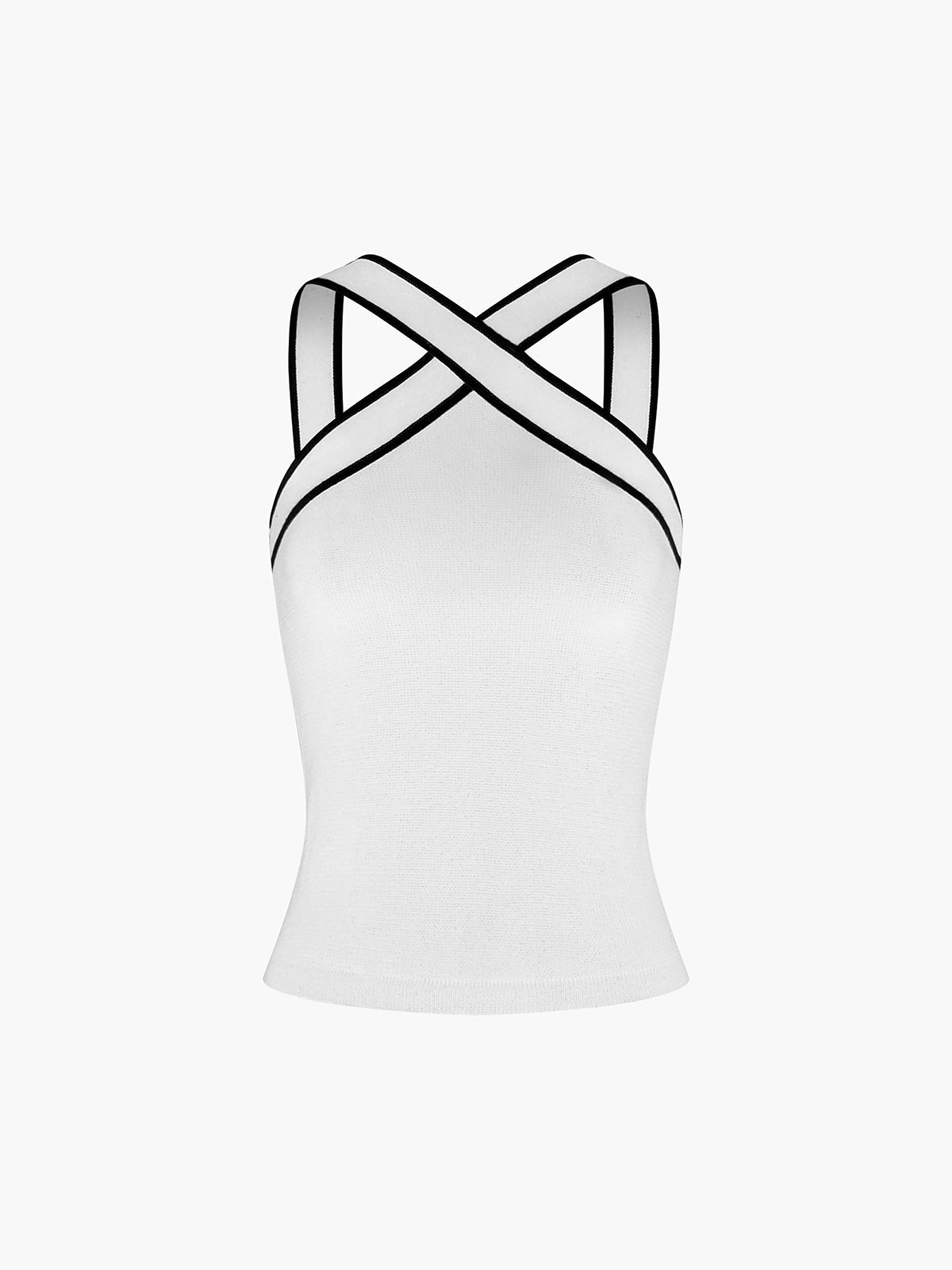 Damen-Tanktop mit überkreuztem Neckholder und Kontrastpaspelierung