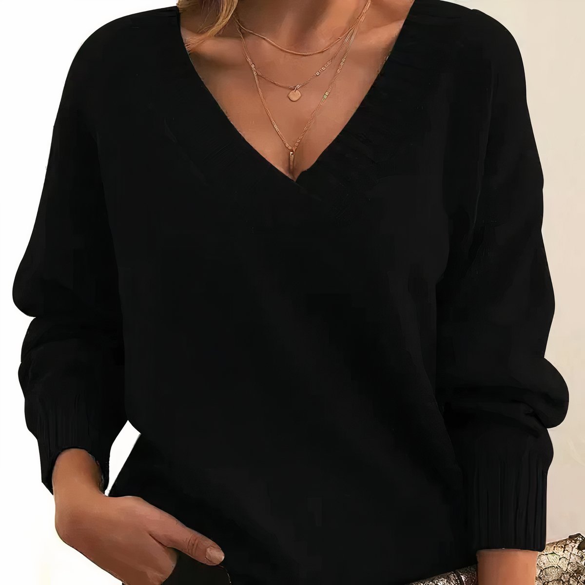 Frieda | Damen V-Ausschnitt Kaschmir-Blend Langarm Sweater