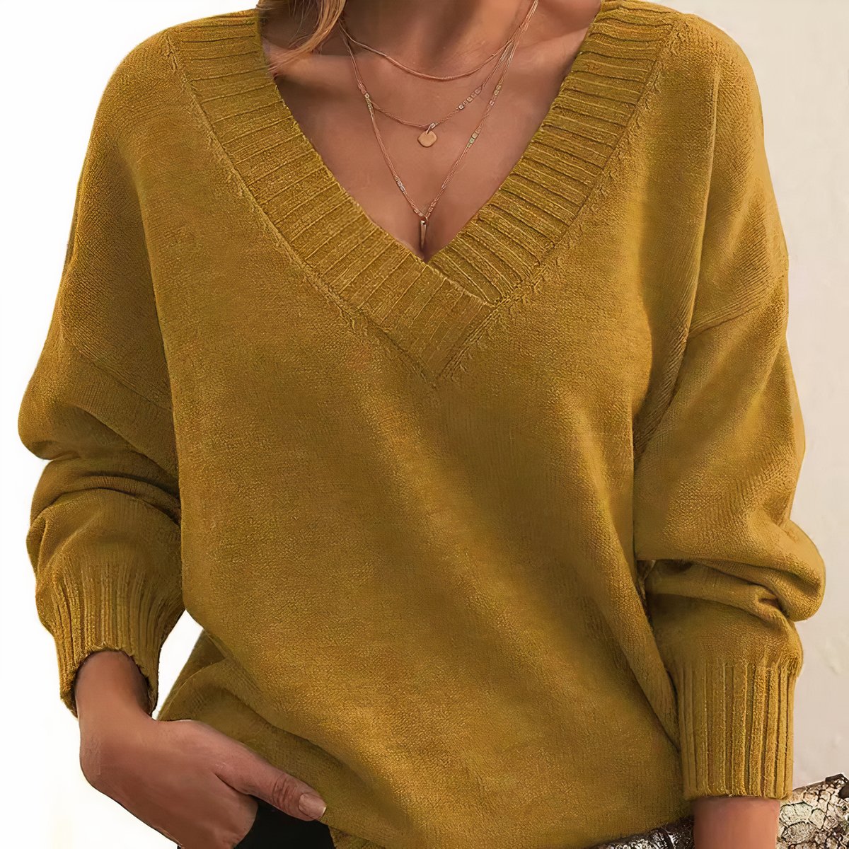 Frieda | Damen V-Ausschnitt Kaschmir-Blend Langarm Sweater