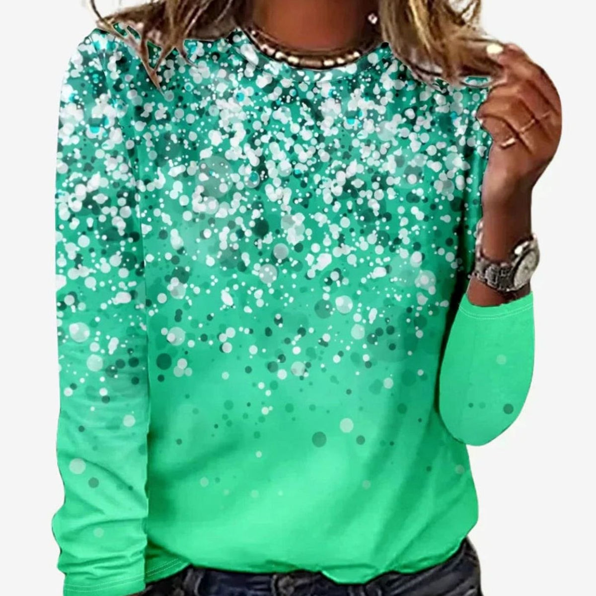 Elisabeth | Damen Weihnachtspullover mit funkelndem Sternenmuster Festlicher Langarmshirt