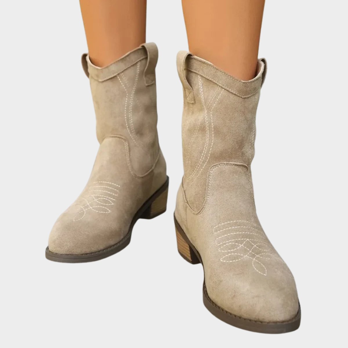 Clara | Damen Western Ankle Boots Stiefeletten mit Steppdetails