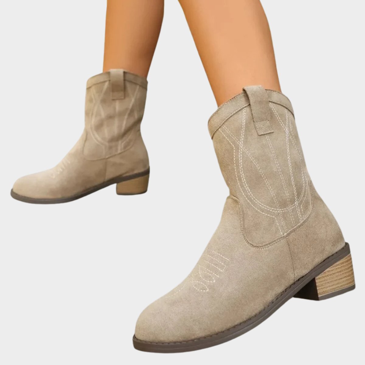 Clara | Damen Western Ankle Boots Stiefeletten mit Steppdetails