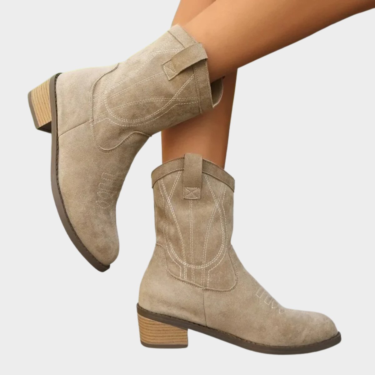 Clara | Damen Western Ankle Boots Stiefeletten mit Steppdetails