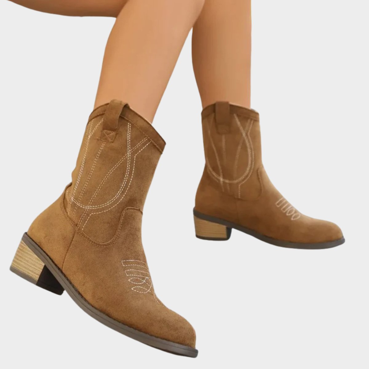 Clara | Damen Western Ankle Boots Stiefeletten mit Steppdetails