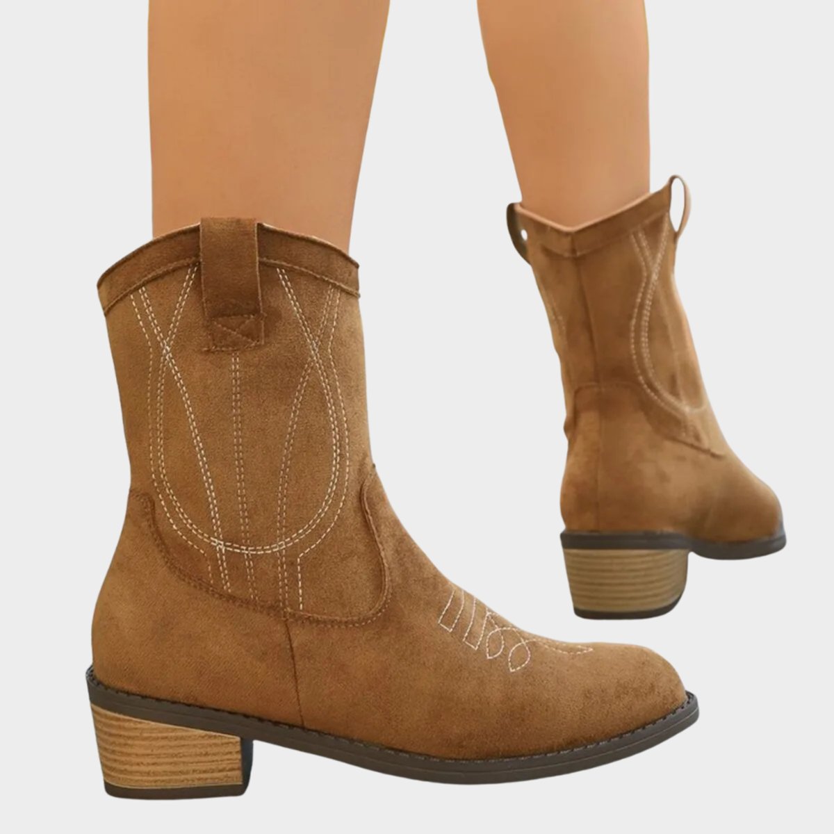 Clara | Damen Western Ankle Boots Stiefeletten mit Steppdetails