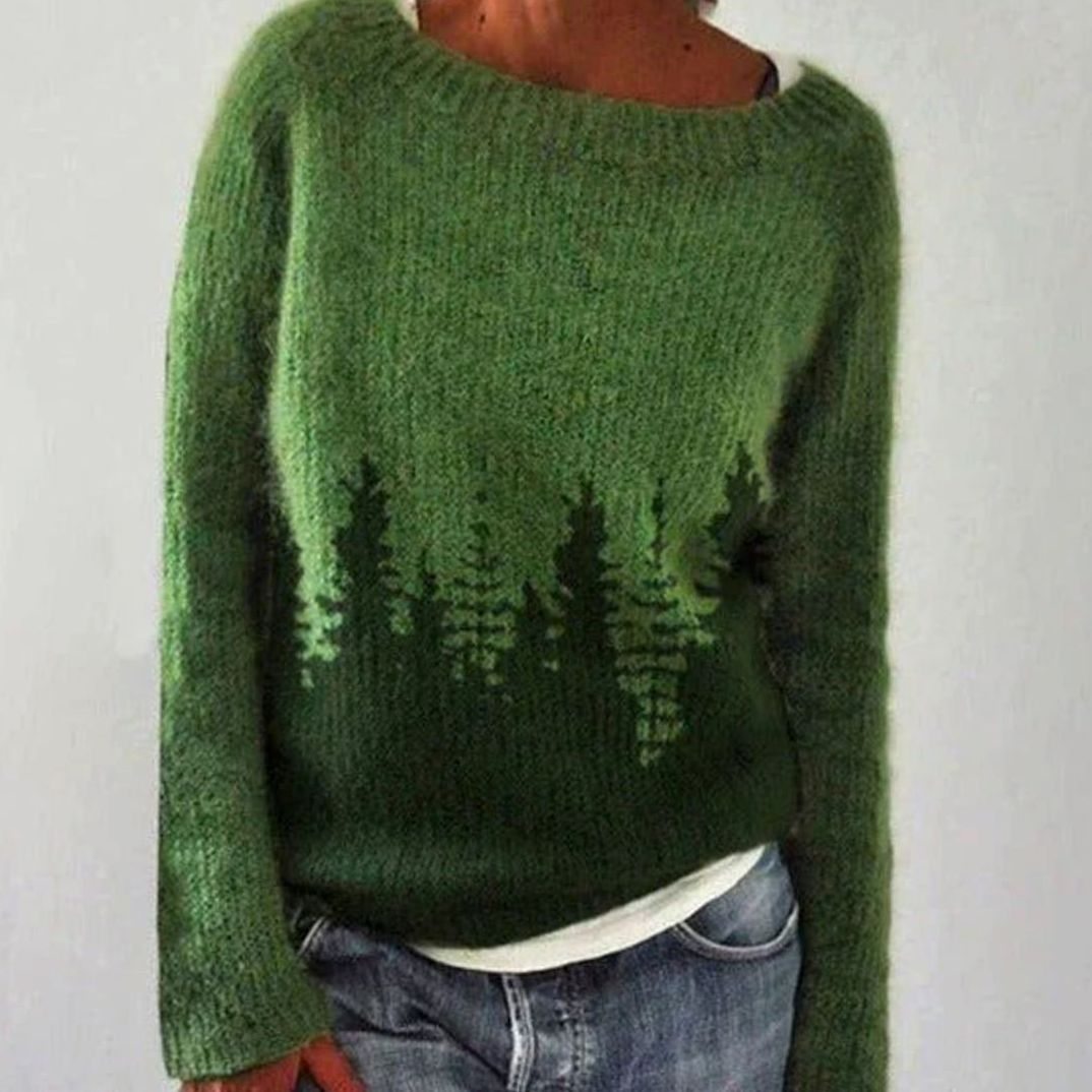 Katharina | Damen Winterpullover nordischem Muster Rundhals Weihnachtsstrickpullover