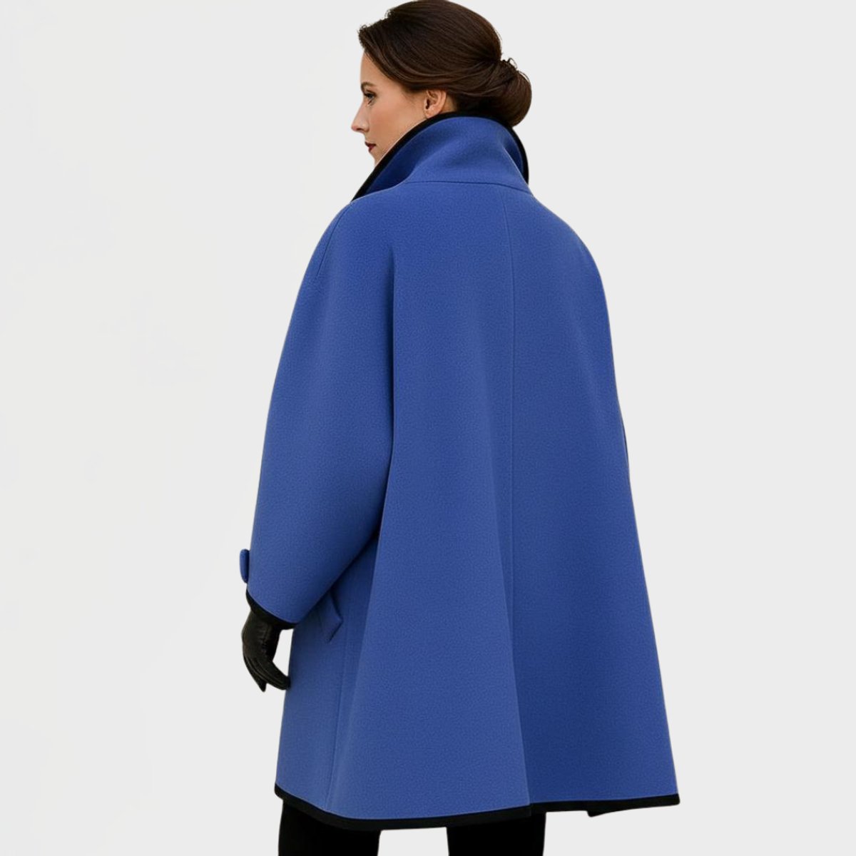 Frieda | Damen Women Coat Eleganter Oversized Mantel mit Kontrastkanten