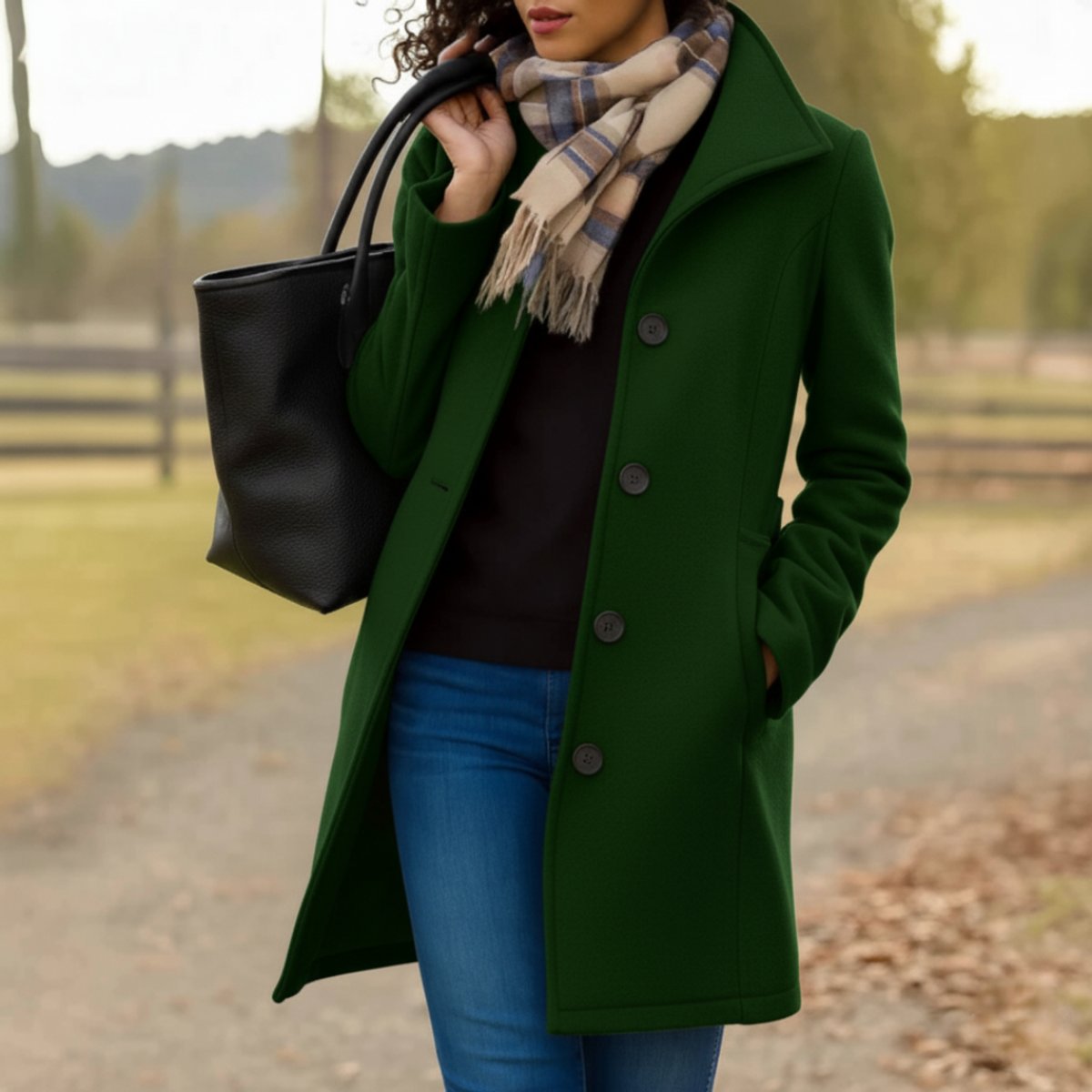 Elfriede | Damen Women Coat Klassischer Mid-Length Knopfmantel