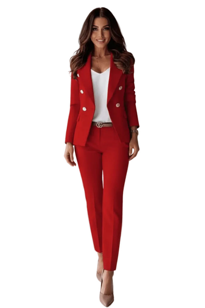 Damen-Zweiteiler mit tailliertem Blazer und Hose mit geradem Bein