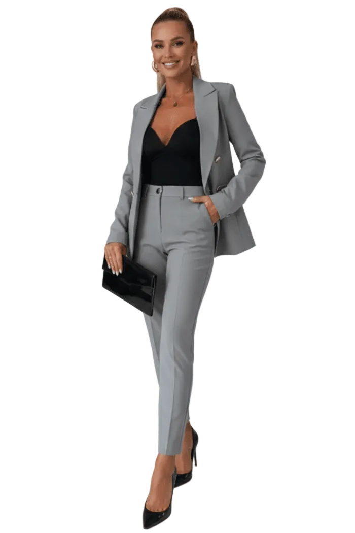 Damen-Zweiteiler mit tailliertem Blazer und Hose mit geradem Bein