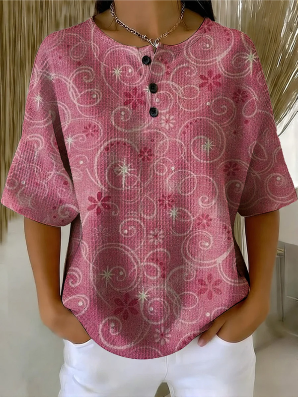 Elouise – Blumenmuster Bluse Mit Schaltfläche