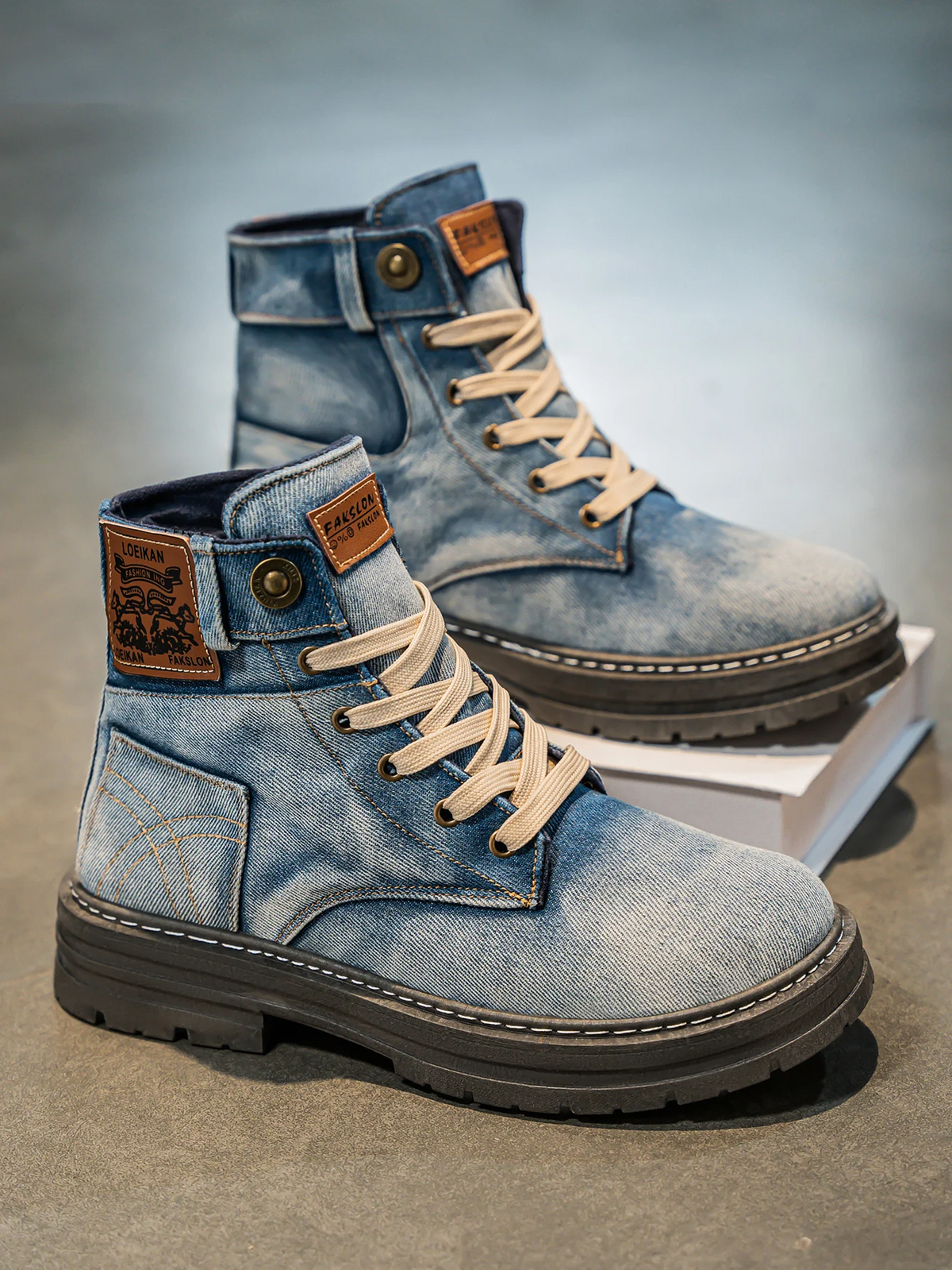 Knox | Herren Denim-Boots Schnürung Profilsohle Urban