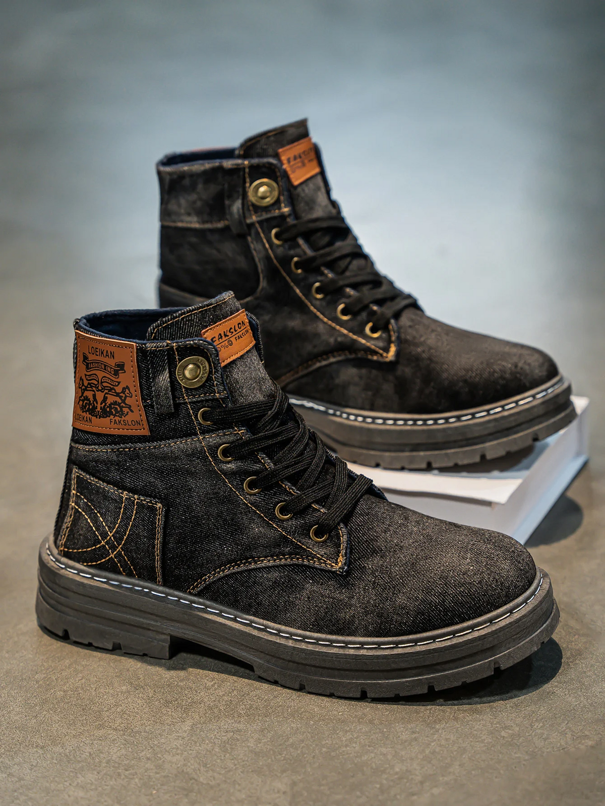 Knox | Herren Denim-Boots Schnürung Profilsohle Urban