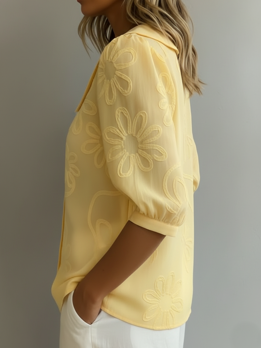 Blerta – Bluse Mit Blumen Muster Und Natürlicher Eleganz