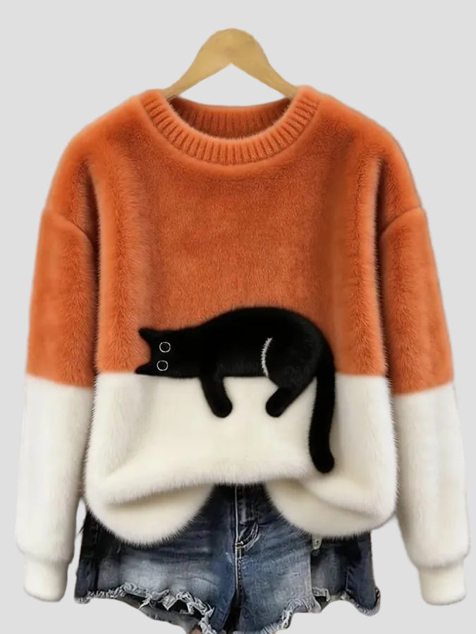 Luna | Damenpullover mit Katzenmotiv