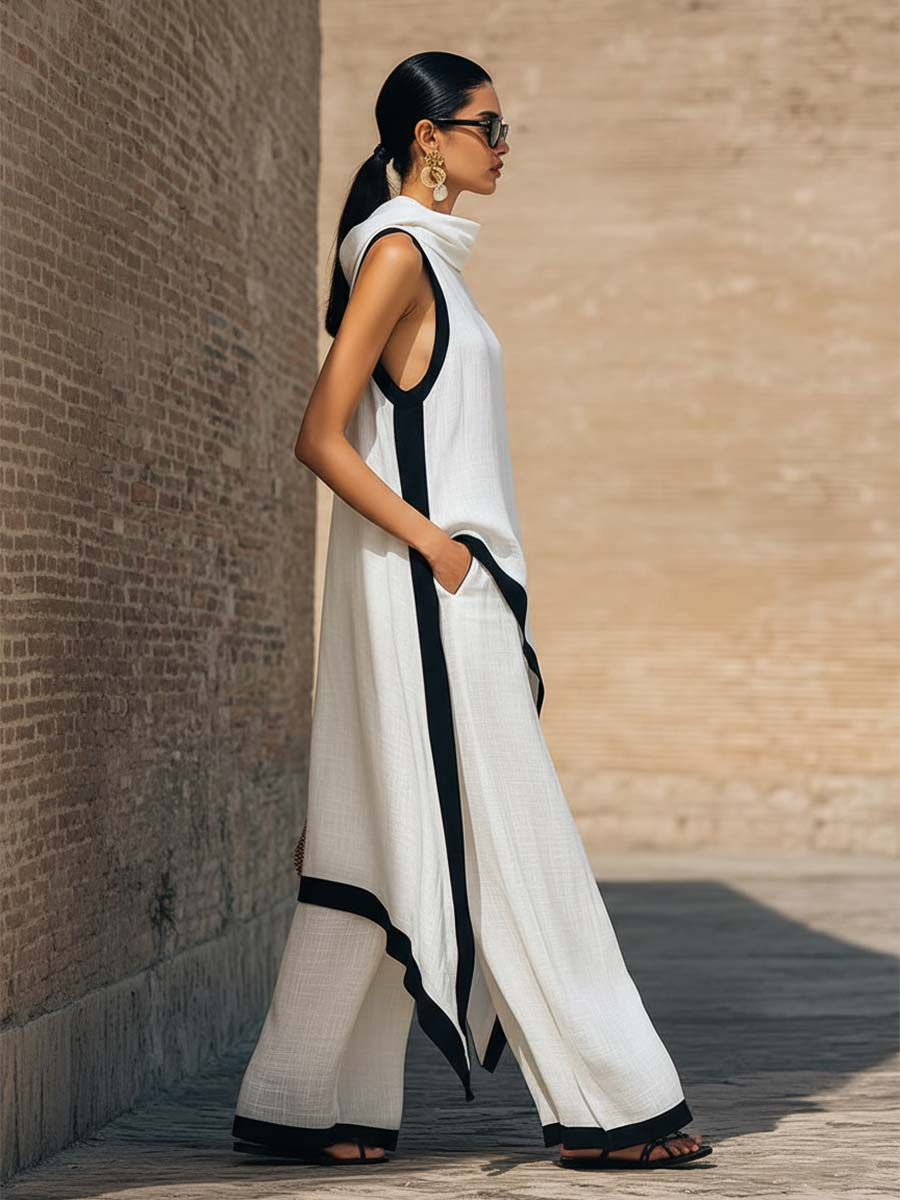 Maranta - Set aus asymmetrischer Tunika und Wide-Leg-Hose