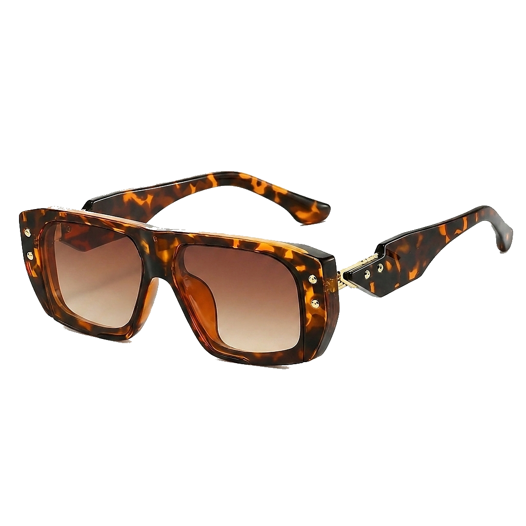 Eckige Damen-Sonnenbrille mit Muster und Nieten