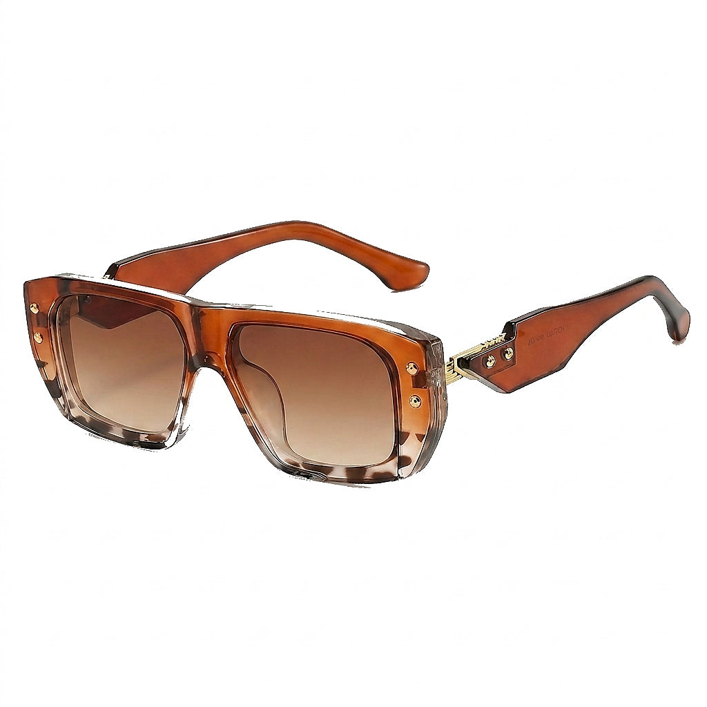 Eckige Damen-Sonnenbrille mit Muster und Nieten