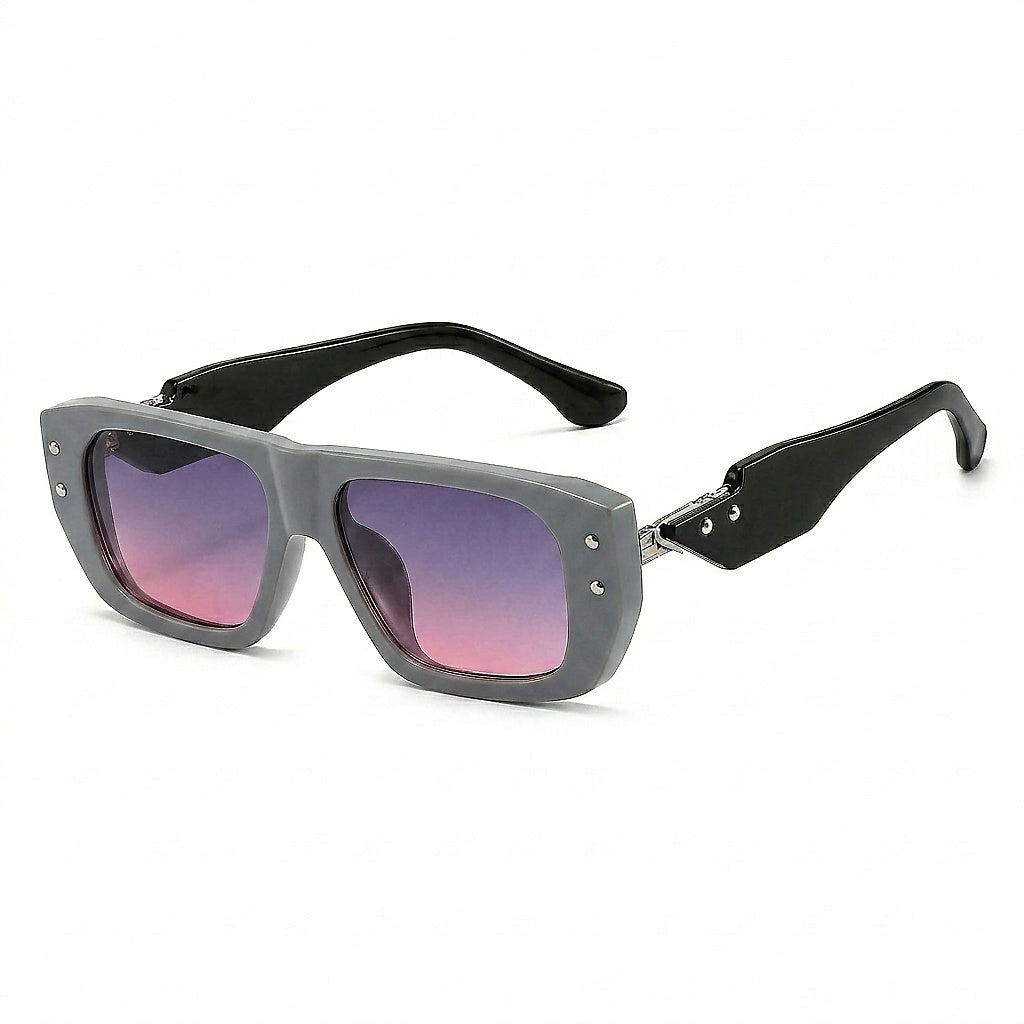 Eckige Damen-Sonnenbrille mit Muster und Nieten