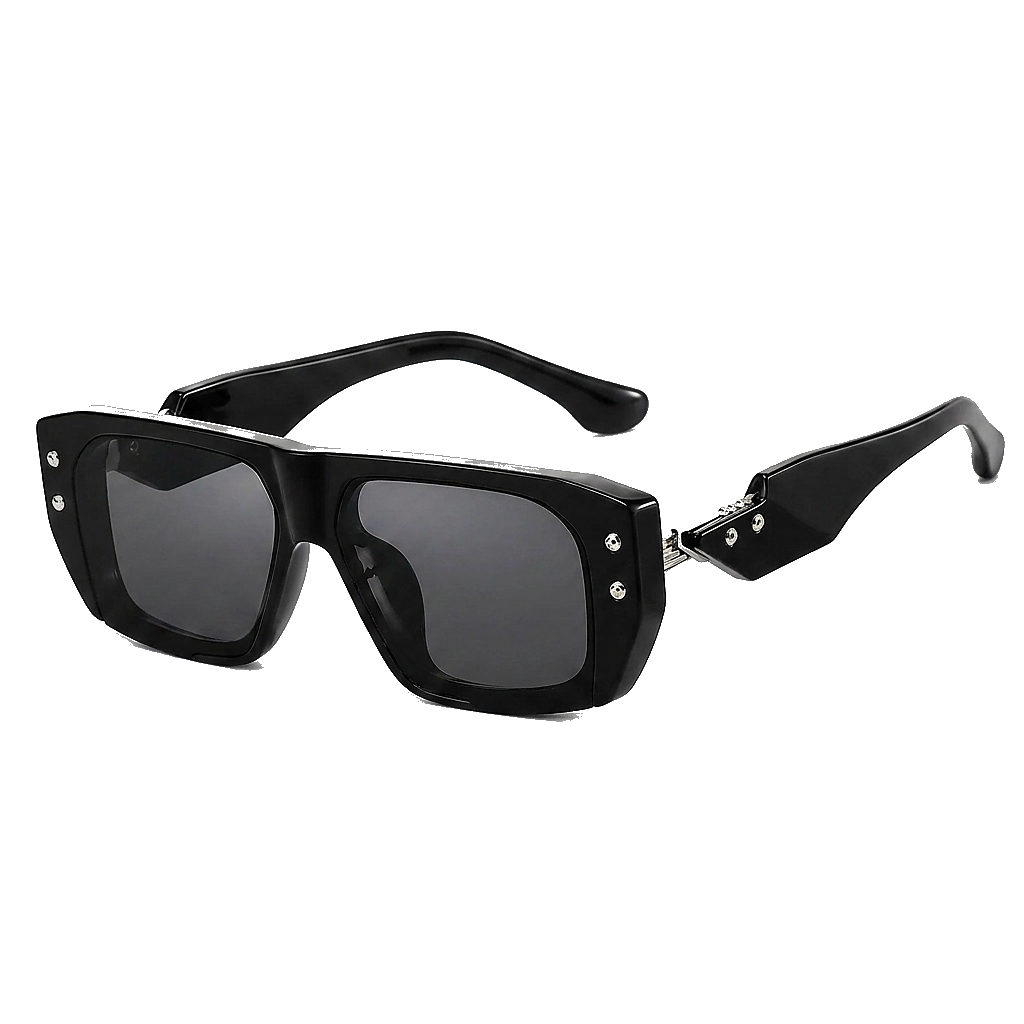 Eckige Damen-Sonnenbrille mit Muster und Nieten