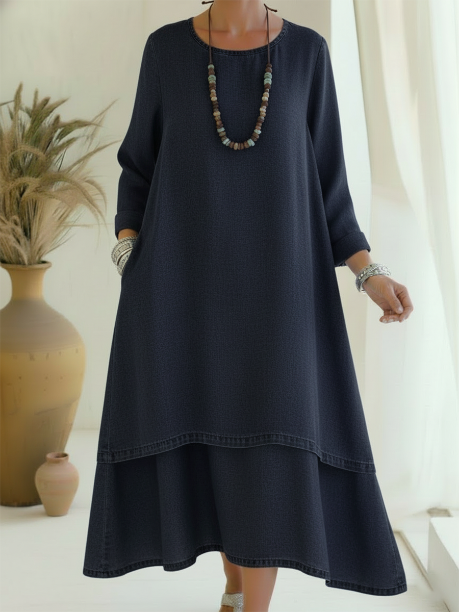 Petra | Zeitlos elegantes Midi-Kleid sanft fließend