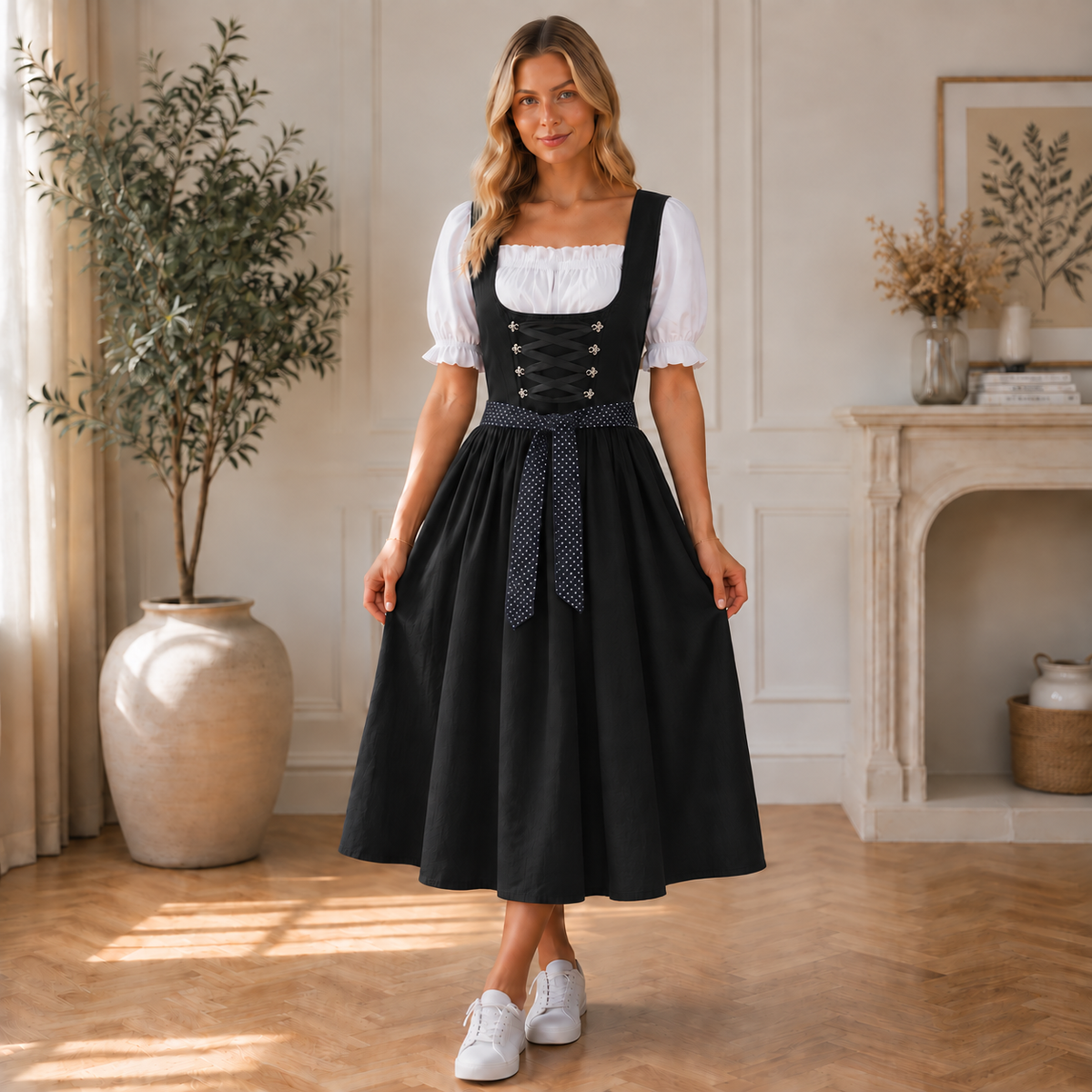Elma | Damen Schwarzes Oktoberfest Dirndl Trachtenkleid