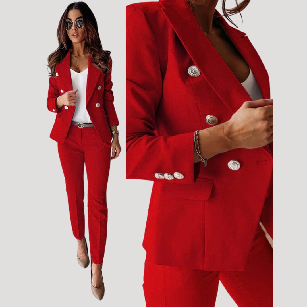 Elske | Damen Zweireiher Blazer Hosenanzug Set