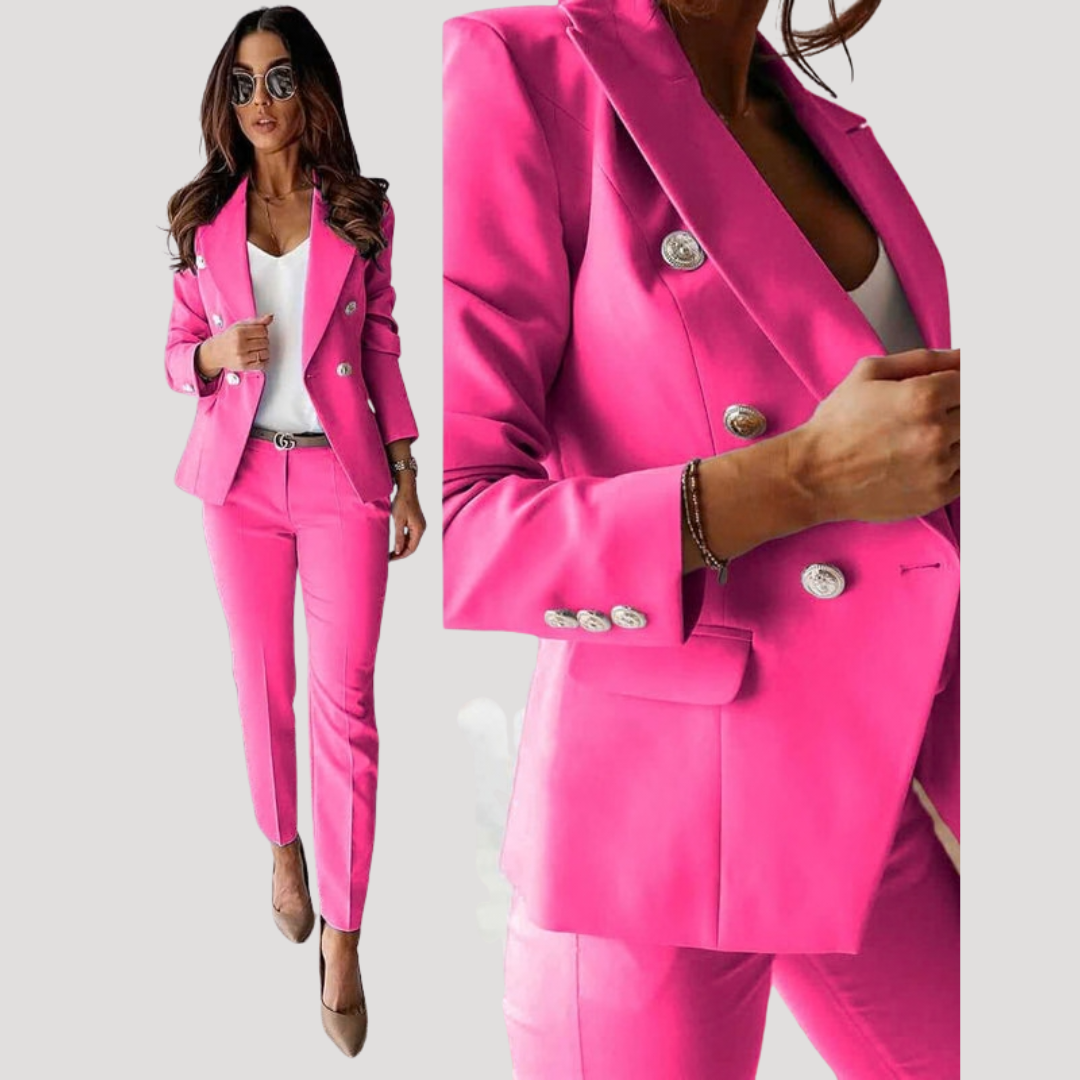 Elske | Damen Zweireiher Blazer Hosenanzug Set