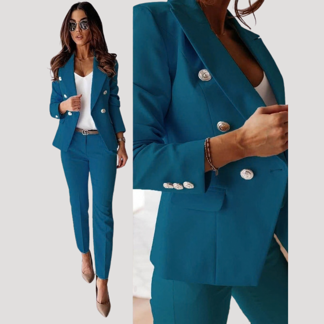 Elske | Damen Zweireiher Blazer Hosenanzug Set