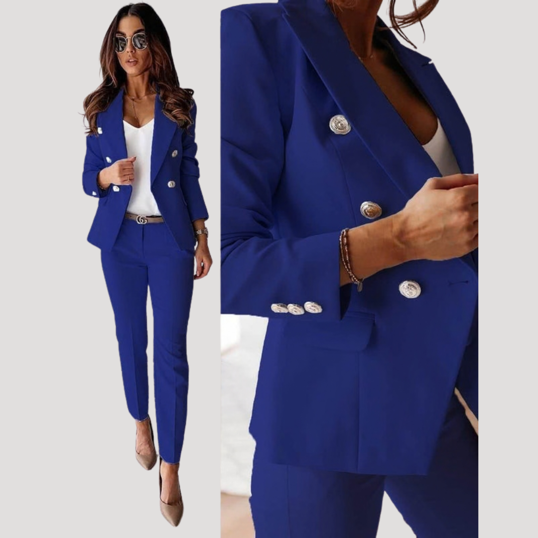 Elske | Damen Zweireiher Blazer Hosenanzug Set