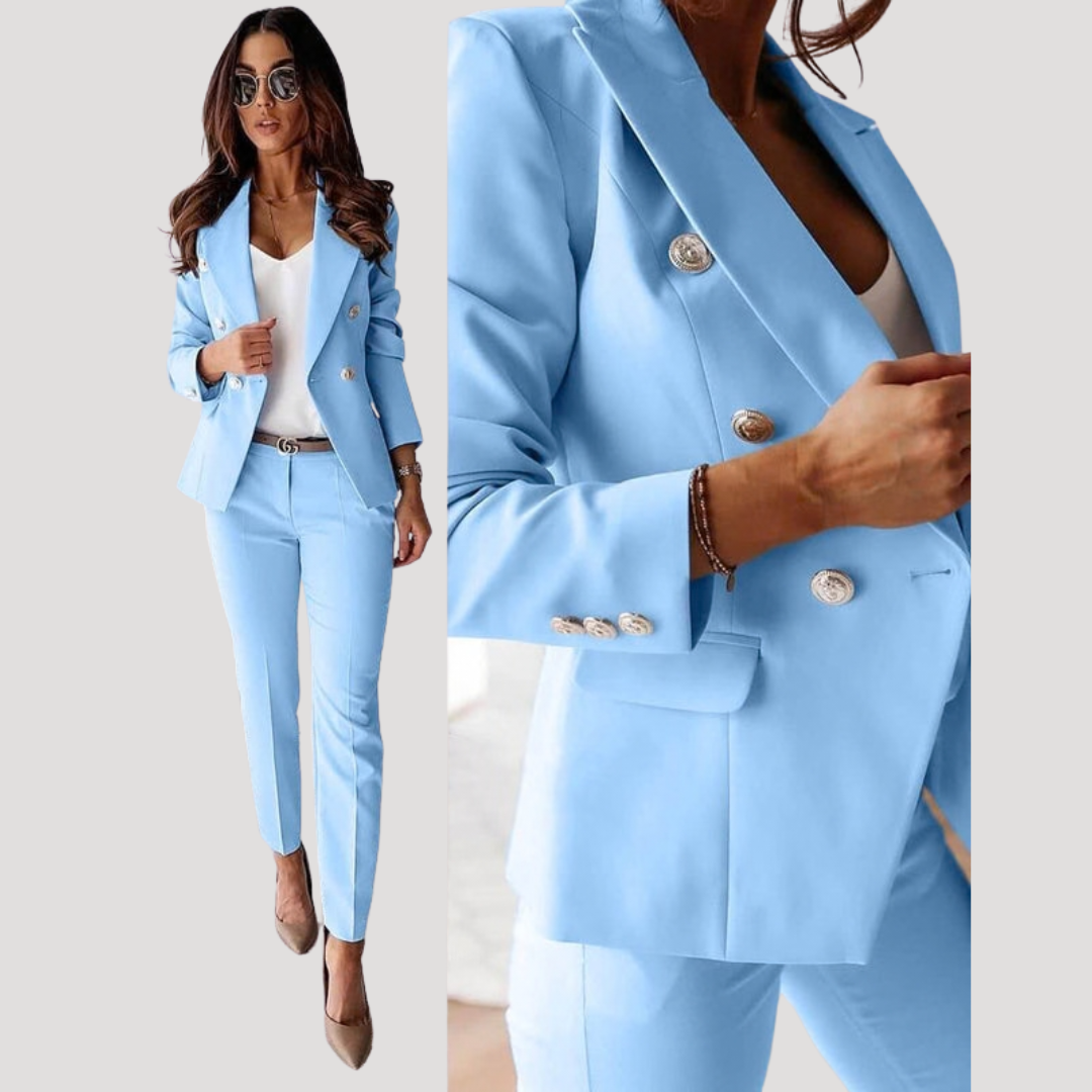 Elske | Damen Zweireiher Blazer Hosenanzug Set
