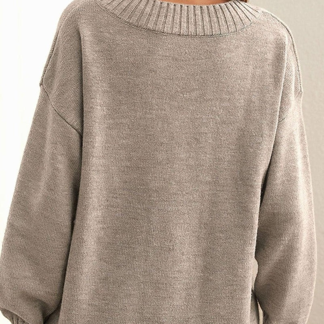 Elvira | Damen Oversize Strickpullover mit V Ausschnitt und Langarm