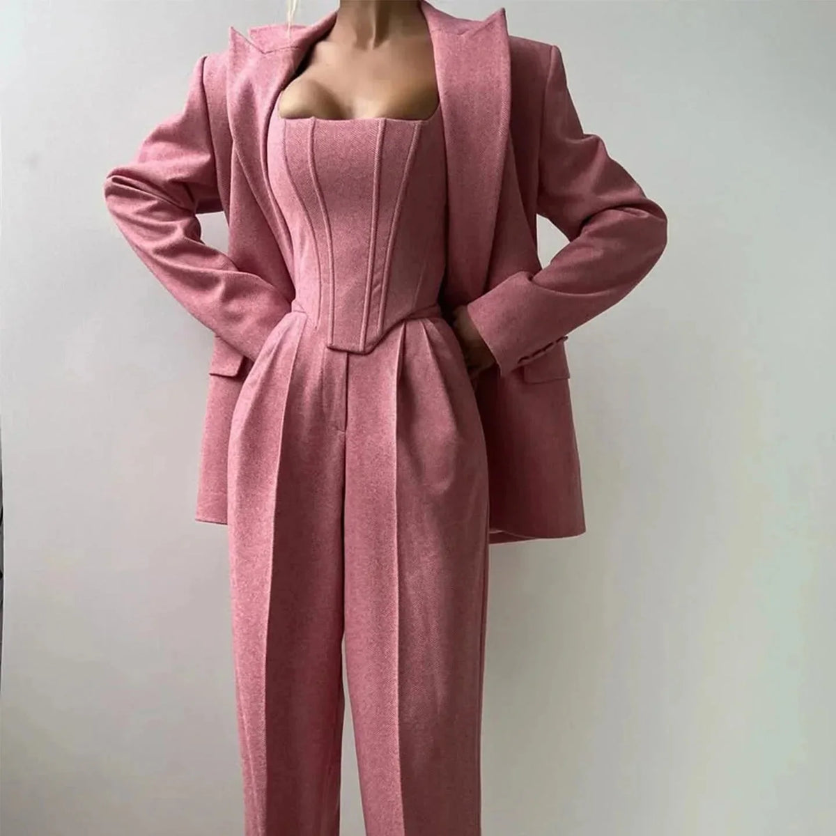 Vera | Damen 3-Teiliges Tailliertes Set Oberteil Rock Blazer – Business Set 2026