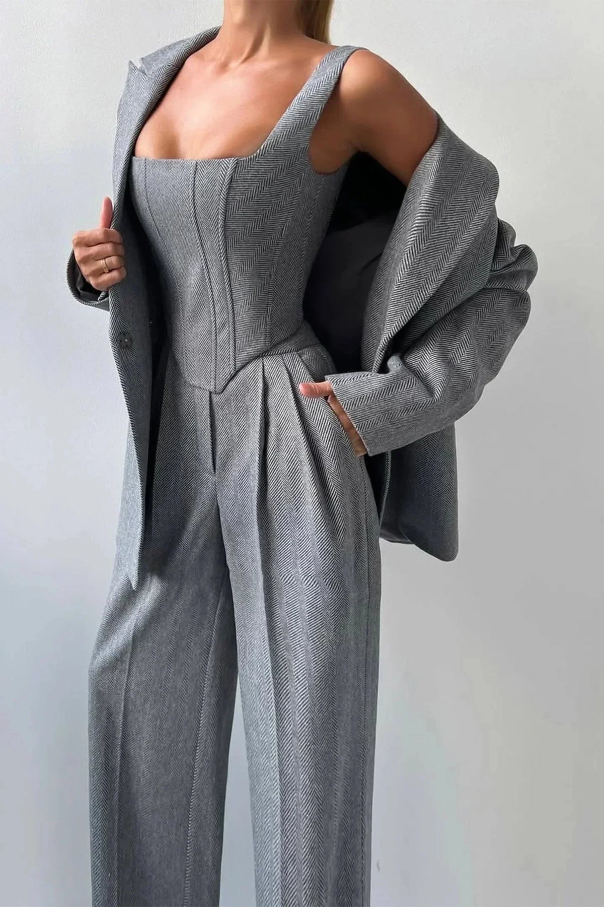 Vera | Damen 3-Teiliges Tailliertes Set Oberteil Rock Blazer – Business Set 2026