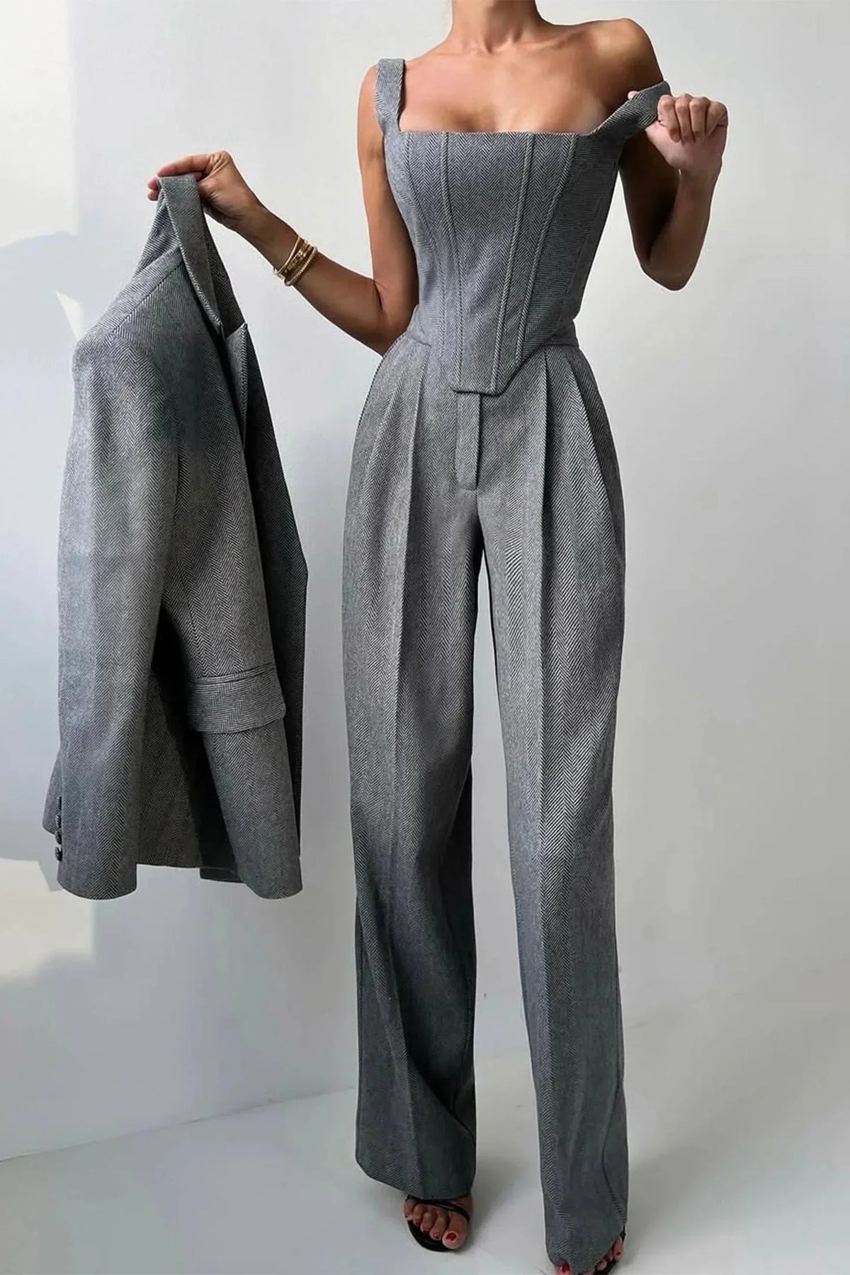 Vera | Damen 3-Teiliges Tailliertes Set Oberteil Rock Blazer – Business Set 2026