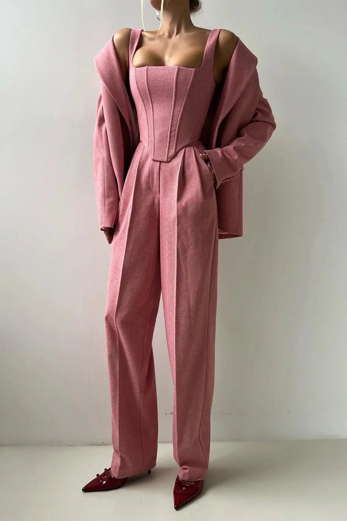 Vera | Damen 3-Teiliges Tailliertes Set Oberteil Rock Blazer – Business Set 2026
