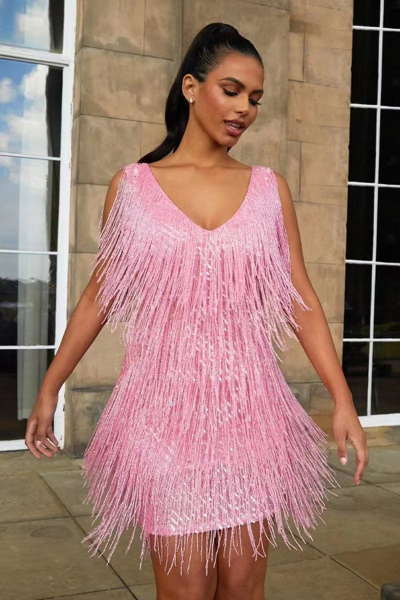 Wina - Luxuriöses Cocktailkleid mit Fransenbesatz