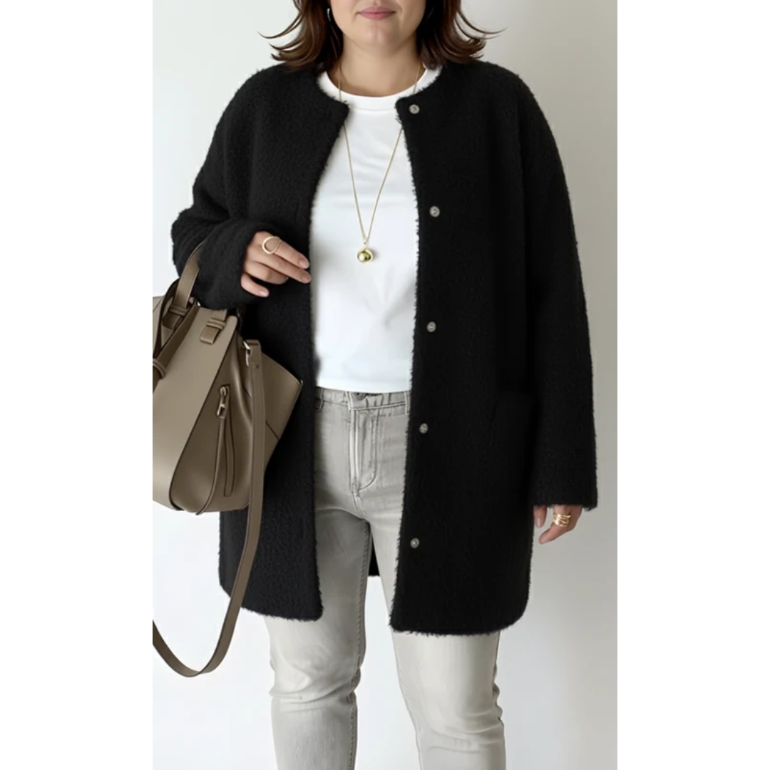 Fabienne | Damen Strickjacke für Große Größen mit Knöpfen vorne und Langarm