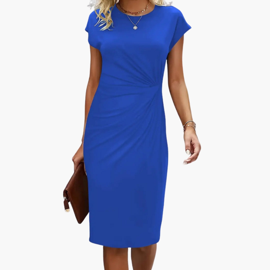 Fabrizia | Damen Rundhals Kurzarm Midi Kleid