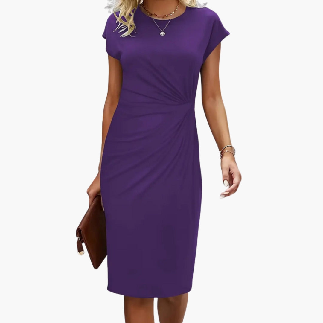 Fabrizia | Damen Rundhals Kurzarm Midi Kleid