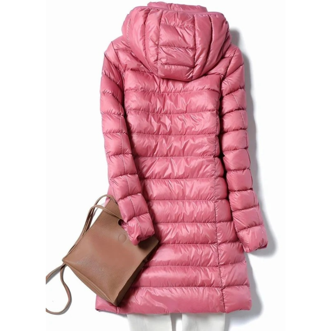 Felina | Damen Steppjacke mit Kapuze, Reißverschluss und langem Design